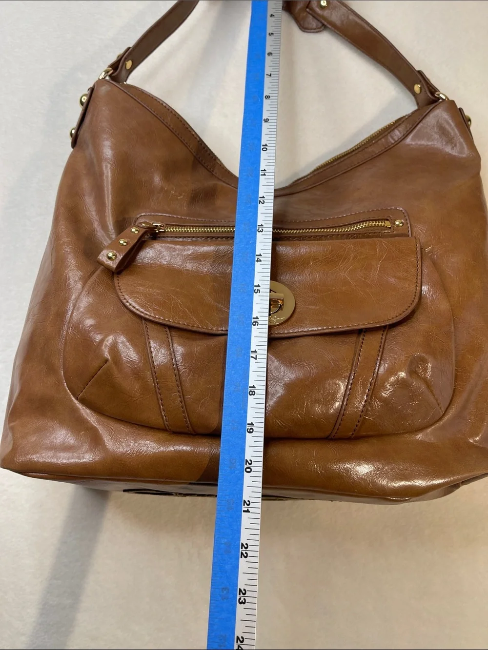 JESSICA SIMPSON  HOBO Tote/PURSE /Bag with Floral Lining - Tan GOLD DETAILS